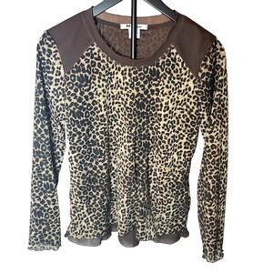 Nygard Collection Vintage leopard print blouse. Long sleeve 2 layer.  Size M